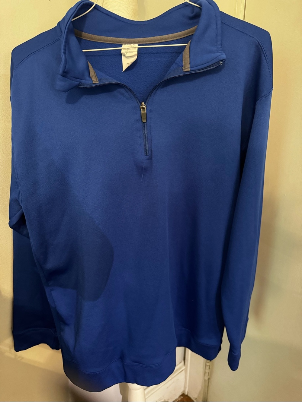 Gildan Blue Pullover with Gray Neck Trim